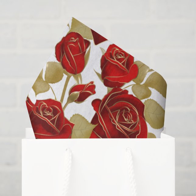 Papel De Seda Rosa Roja Y Oro (Bolsa de regalo)