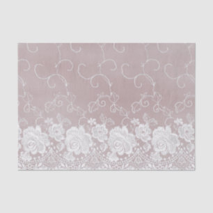Papel De Seda Rosa Romántica Rosa Blush Blanco Encaje Floral Bod