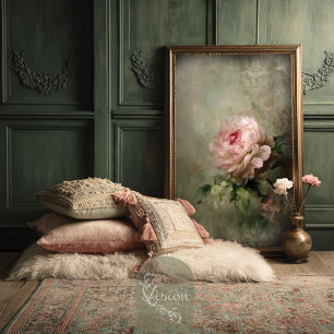 Papel De Seda Rosa Romántica Rosada Floral Vintage Damask