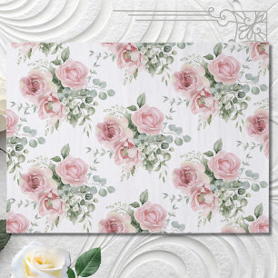 Papel De Seda Rosa Rosa Blush Acuarela Decoupage 