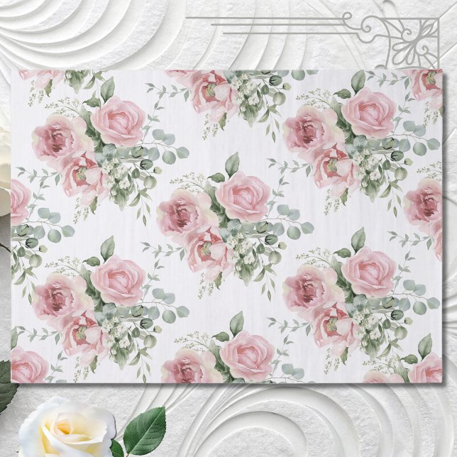 Papel De Seda Rosa Rosa Blush Acuarela Decoupage  (Subido por el creador)