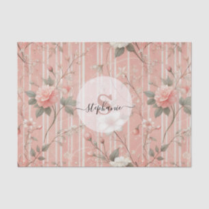 Papel De Seda Rosa rosa vintage con fondo rosado a rayas