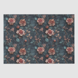 Papel De Seda Rosa Rosas de oro