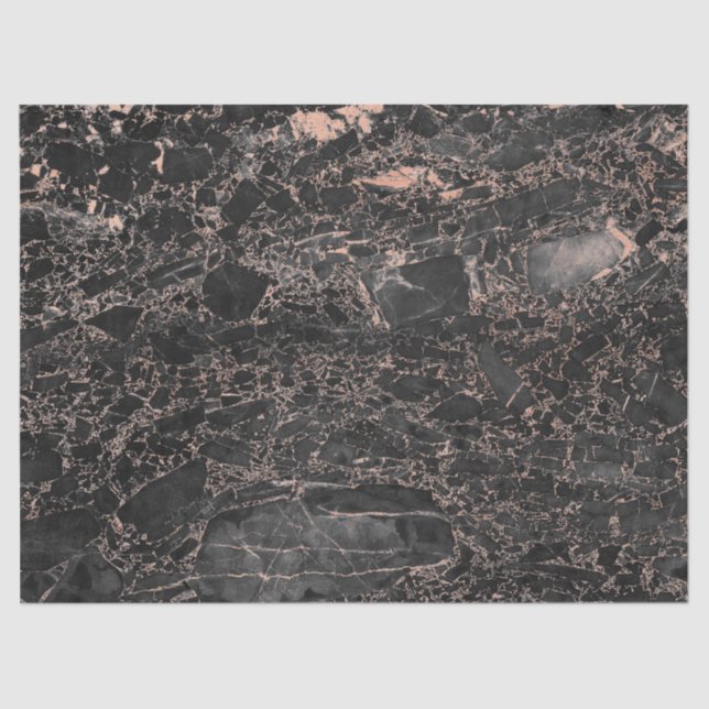 Papel De Seda Rosa Rubor Glam Black Marble Purpurina (Anverso)