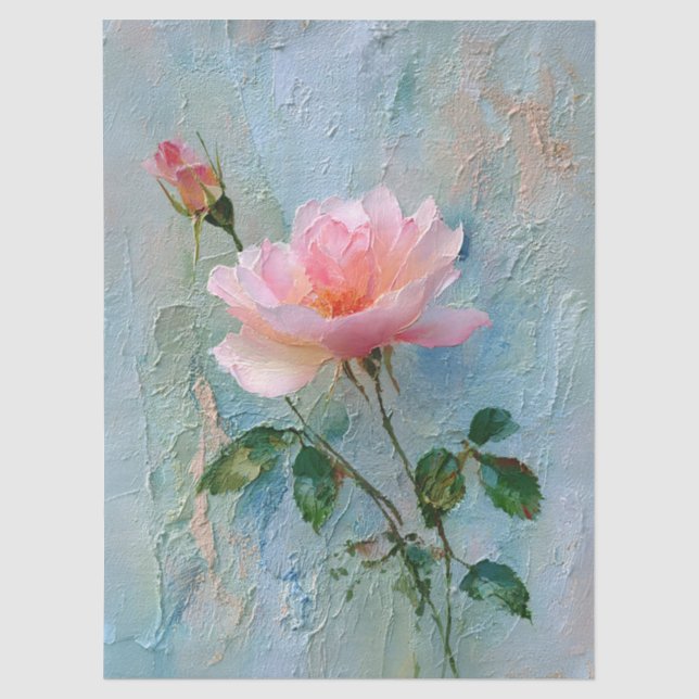 Papel De Seda Rosa Shabby Chic con Impasto (Anverso)