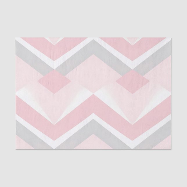 Papel De Seda Rosa Suave Chevron Geométrico (Anverso)
