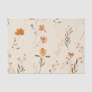 Papel De Seda Rosa Suave Desvanecido Floral Silvestre Boho Vinta