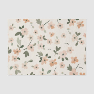 Papel De Seda Rosa Suave Desvanecido Floral Silvestre Boho Vinta