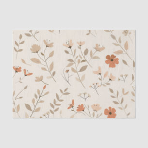 Papel De Seda Rosa Suave Desvanecido Floral Silvestre Boho Vinta