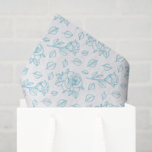 Papel De Seda Rosa Trepadora Robin's Egg Azul Dibujado a Mano