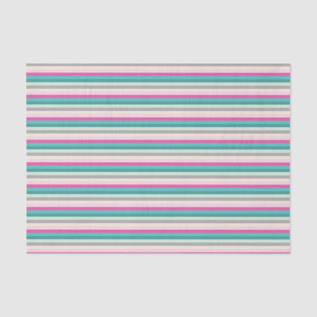 Papel De Seda Rosa turquesa y rayas grises (Anverso)