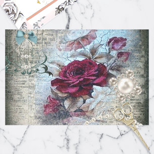 Papel De Seda Rosa victoriano Ephemera Decoupage