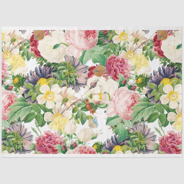 Papel De Seda Rosa Vintage Floral Medley (Anverso)