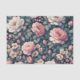Papel De Seda Rosa y floral blanco decoupage