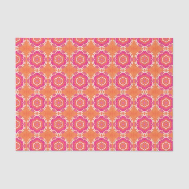 Papel De Seda Rosa y modelo geométrico anaranjado (Anverso)