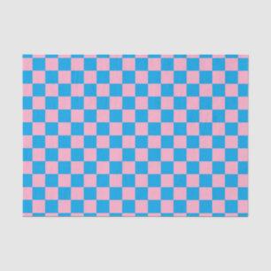 Papel De Seda Rosa y turquesa a cuadros