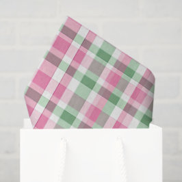Papel De Seda Rosa y Verde Escocés Elegante