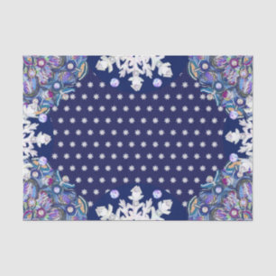 Papel De Seda Rosácea azul y copo de nieve