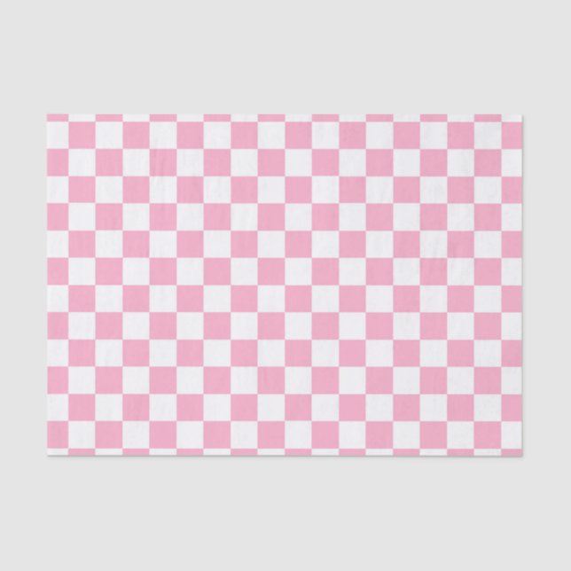Papel De Seda Rosado a cuadros y blanco (Anverso)