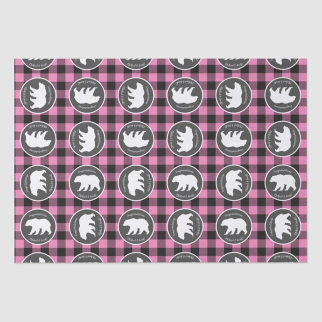 Papel De Seda Rosado Baby Shower de oso (Anverso)