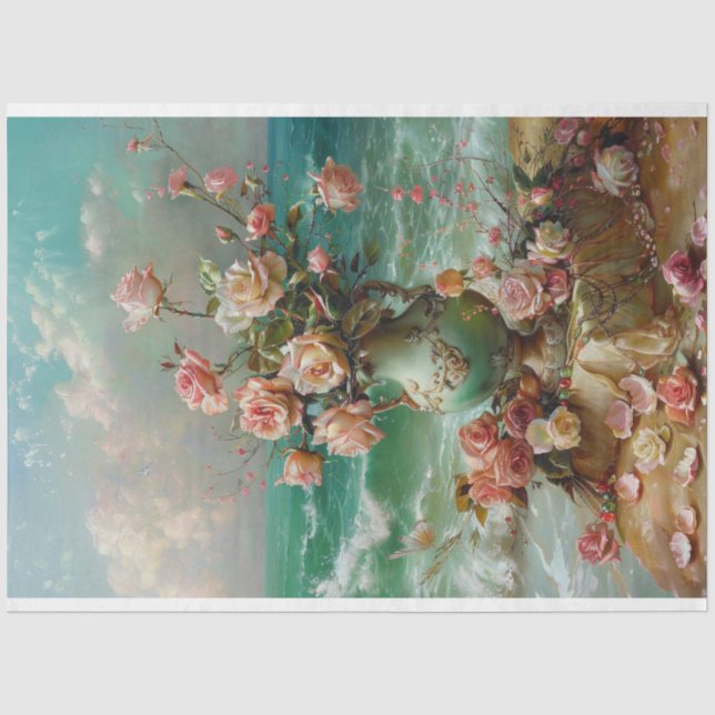 Papel De Seda Rosas a orillas del mar (Anverso)