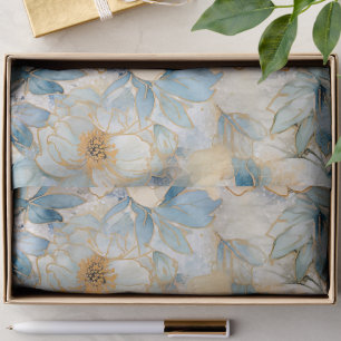 Papel De Seda Rosas abstractas modernas azul claro