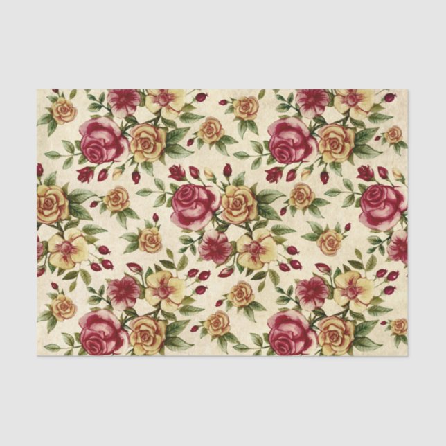 Papel De Seda Rosas Amarillas y Rojas Felices y Cuidadas (Anverso)