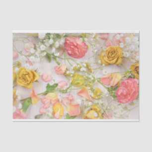 Papel De Seda Rosas amarillas y rosadas pastel