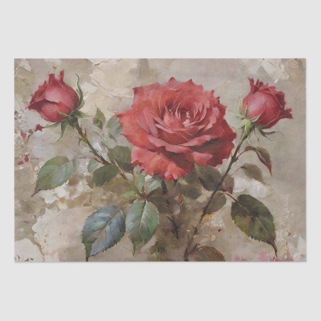 Papel De Seda Rosas Art Oil Painting Decoupage (Anverso)