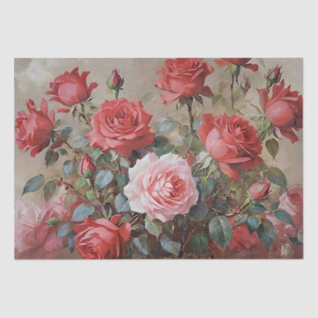 Papel De Seda Rosas Art Oil Painting Decoupage (Anverso)