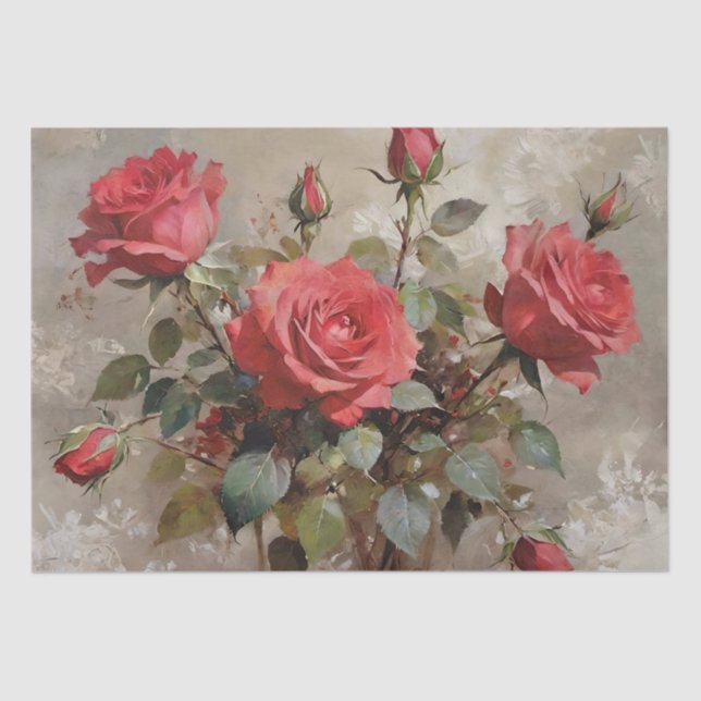 Papel De Seda Rosas Art Oil Painting Decoupage (Anverso)