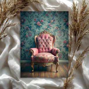 Papel De Seda Rosas barrocos vintage de sillón elegante rosa