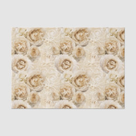 Papel De Seda Rosas beige de la herencia con damasco