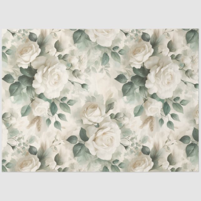 Papel De Seda Rosas blancas (Anverso)
