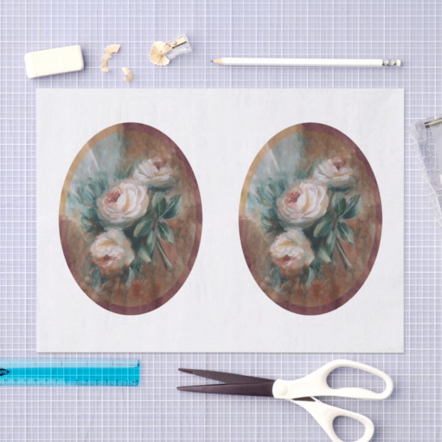 Papel De Seda Rosas Blancas DBL (Artesanía)