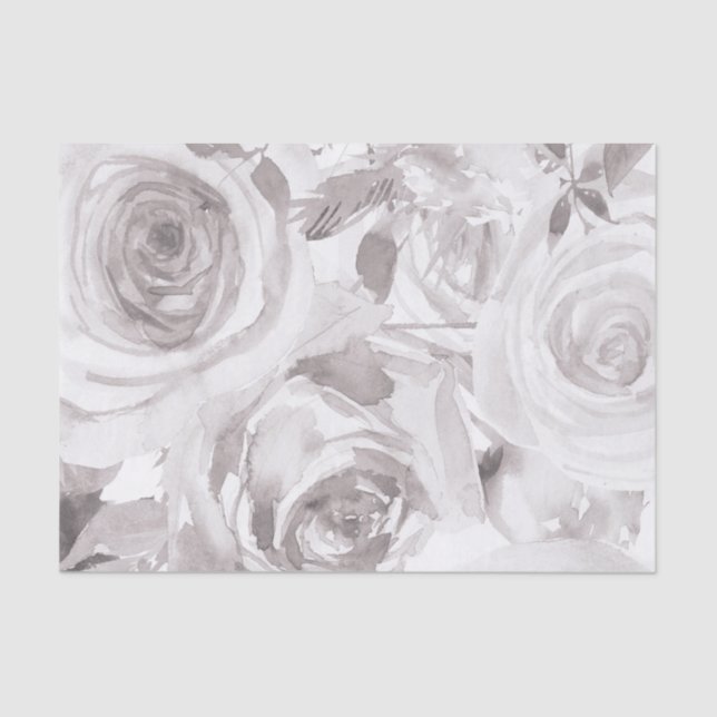 Papel De Seda Rosas Blancas Florales Rosa Elegante Moderno Boda (Anverso)