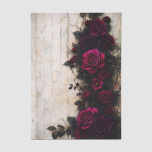 Papel De Seda Rosas Burgundy Oscuras Romance Gótico Decoupage FE
