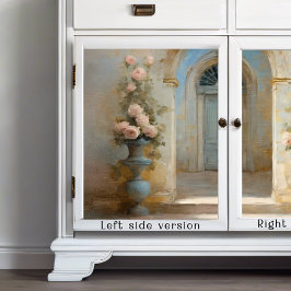 Papel De Seda Rosas Chateau Francés Patio Floral Rosa Azul