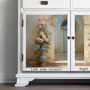 Papel De Seda Rosas Chateau Francés Patio Floral Rosa Azul