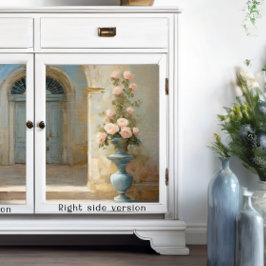 Papel De Seda Rosas Chateau franceses patio floral rosa azul