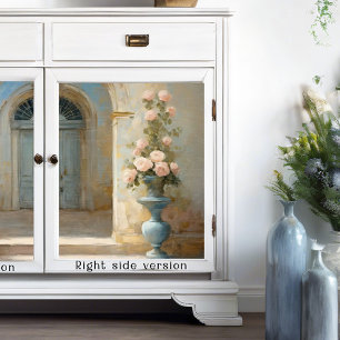 Papel De Seda Rosas Chateau franceses patio floral rosa azul