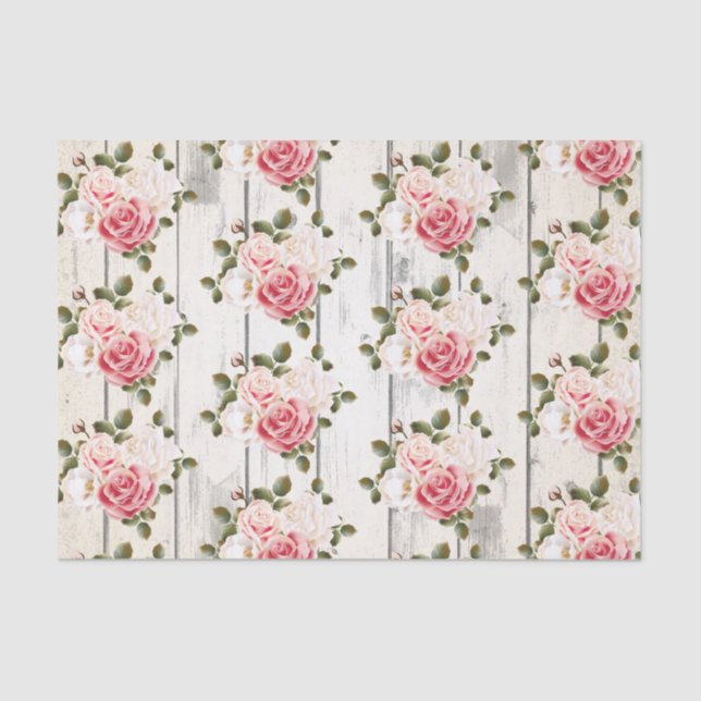 Papel De Seda Rosas Chic Shabby y Madera Rústica para Alquiler d (Anverso)