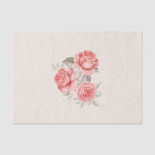 Papel De Seda Rosas Coral de Durazno Vintage Hojas Verde Wedding