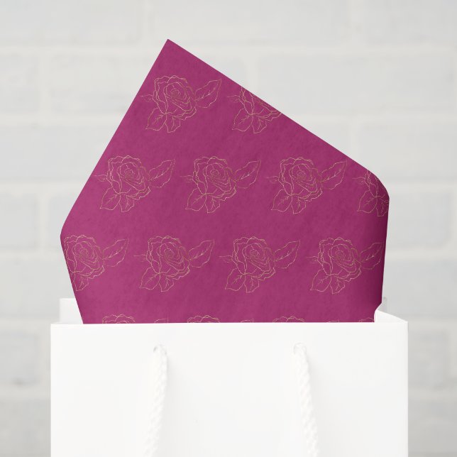 Papel De Seda Rosas Cumpleaños Rosa Dorado (Bolsa de regalo)