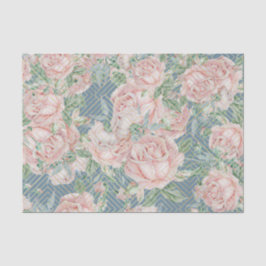 Papel De Seda Rosas de Acero Ligero Azul y Rosa