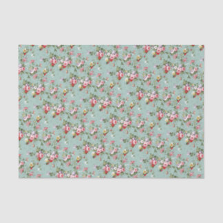Papel De Seda Rosas de col sobre azul pálido