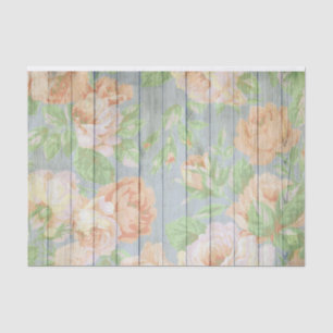 Papel De Seda Rosas De Coral En Planchas Alteradas Rústicas