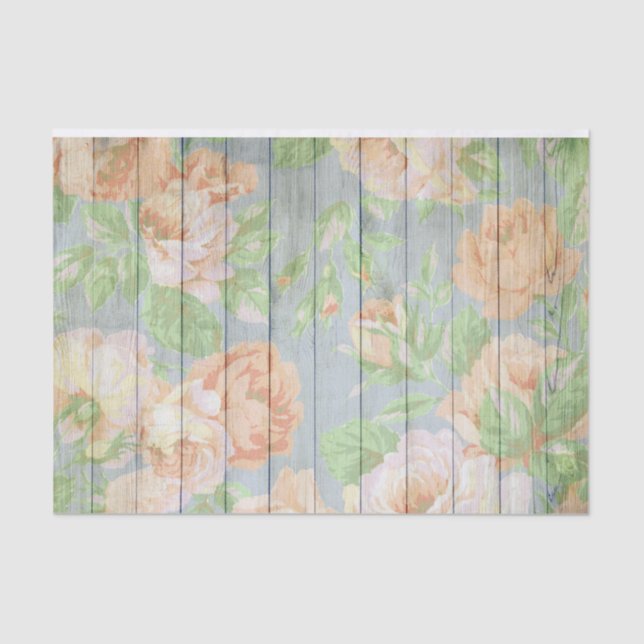 Papel De Seda Rosas De Coral En Planchas Alteradas Rústicas (Anverso)