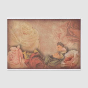 Papel De Seda Rosas de cosecha y mariposa Shabby Chic