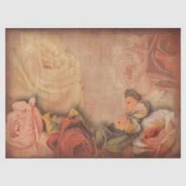 Papel De Seda Rosas de cosecha y mariposa Shabby Chic
